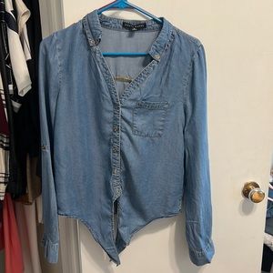 Long sleeve denim tie shirt